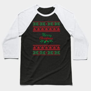 Merry Christmas Red and Green Ugly Christmas Sweater Baseball T-Shirt